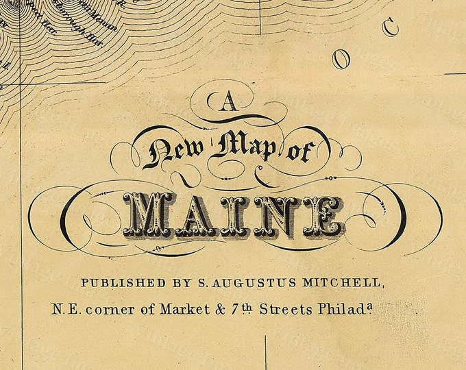 15 OFF coupon on Map of Maine 1846 Old Maine Map Old Historic Map of