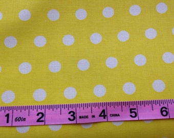Yellow fabric by the yard - yellow polka dot fabric - yellow and white fabric by the yard - yellow dot fabric -#15338
