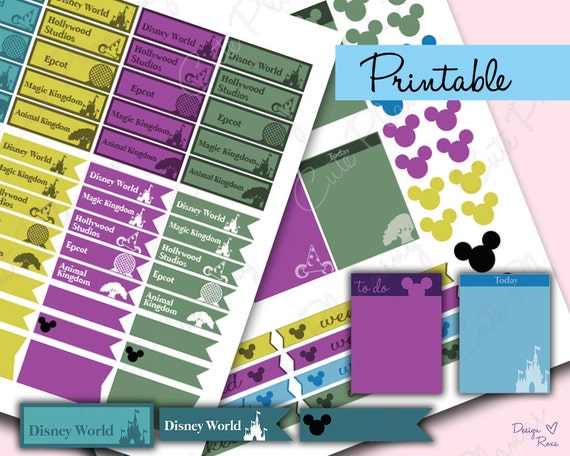 Walt Disney World Printable Planner stickers / Disney Planning