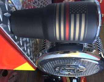 American Flag with Thin red line/Thin Blue line YETI, RTIC, OZAR Trail tumbler