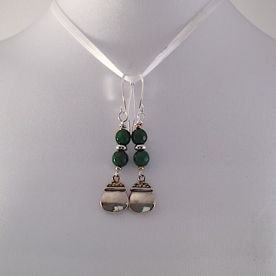 Beaded Earrings St Patrick's Day Jewelry Faceted by Lilyspad58