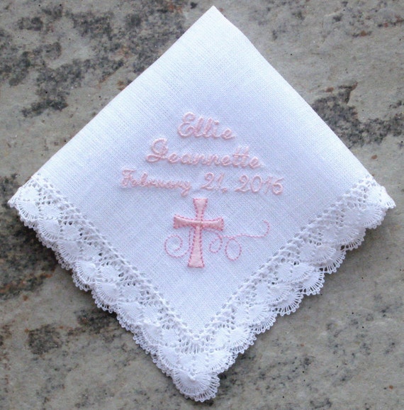BAPTISM HANDKERCHIEF Christening by on Etsy