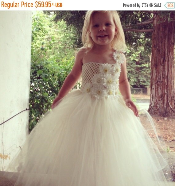 NEW YEARS SALE Flower Girl Ivory Tulle by CoutureTutusForYou