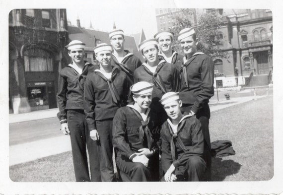 Vintage Snapshot Photo WWII Navy Sailors