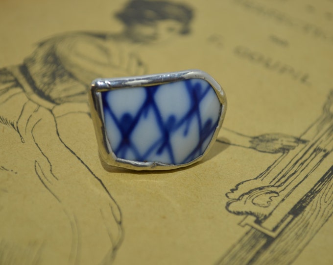 Porcelain blue cobalt web ring