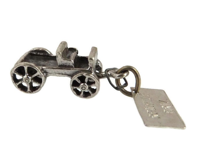 Sterling Silver Wagon Charm, Bell Sterling Charm, Vintage 3D Charm, Rawhide Arizona Pendant
