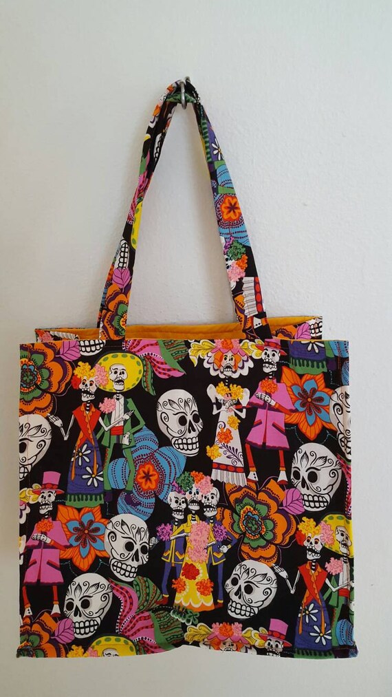 Sugar skulls reusable shopping bag by KatsKreations152 on Etsy