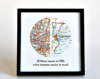 Long Distance Relationship Map, Long Distance Boyfriend Gift, Moving Away Gift, Going Away Gift, Personalized Long Distance Map. LDR Gift