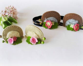 Bear Ears Headband / Crown - pure wool felt, Floral headband, dress ups, Australia