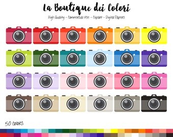 50 Rainbow Camera Clip art, Cute Digital illustrations PNG, Photo Colorful Compact Cameras Clipart graphics, Planner Stickers Commercial Use