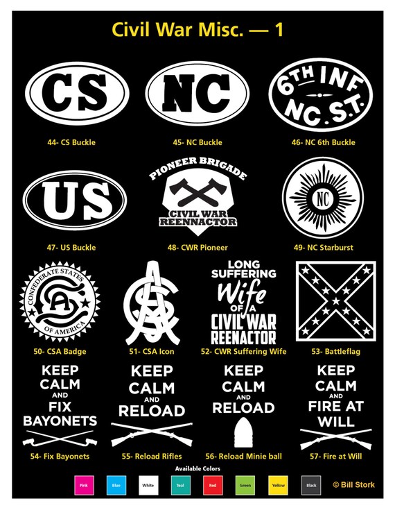 Civil War Themed Vinyl Window Stickers