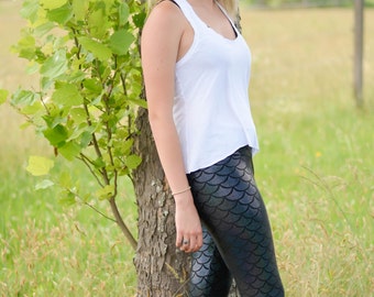 Mermaid Leggings, fish scale, dragon, womens tights, dance leggings, plus size mermaid, ethical fashion, bold leggings, Halloween costume