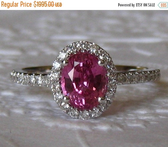 HOLIDAY SALE... Pink Sapphire Engagement Ring, AGL Certified 1.5 Carat ...