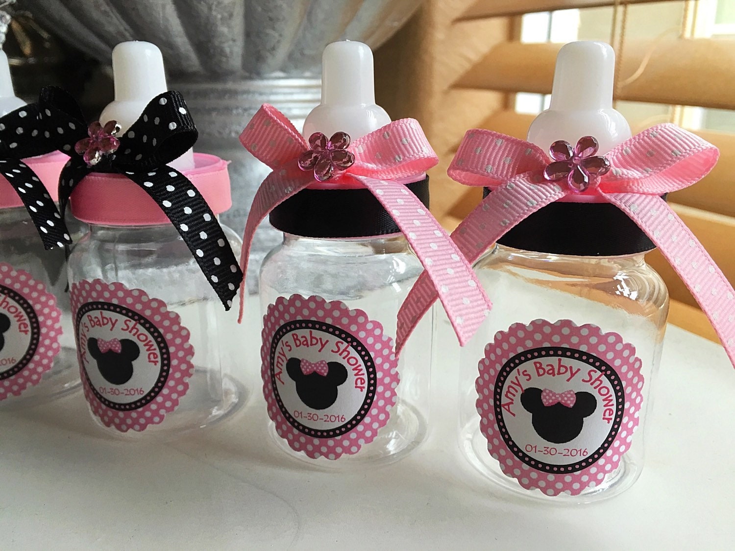 12 small 3.5 Minnie and Mickey Mouse baby shower favors