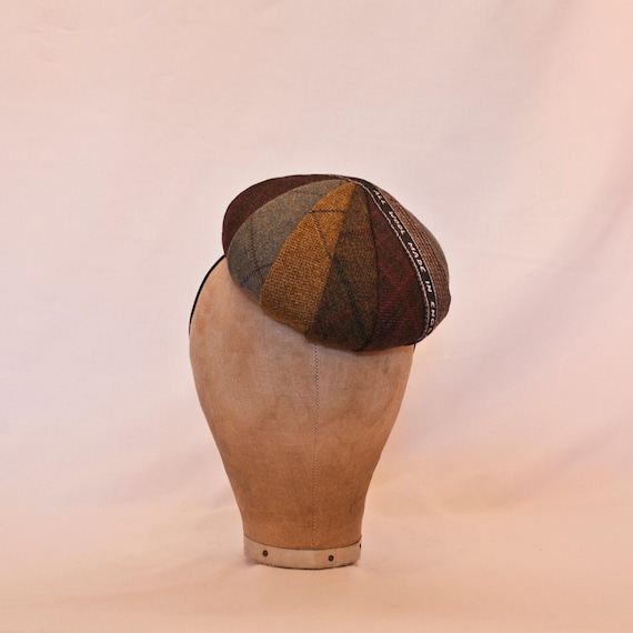 Unique handmade round pleated tweed hat