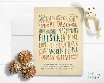 Thanksgiving Dinner Printable Invitation - Funny Thanksgiving Invitation - Printable Thanksgiving Invite - Instant Download - Thanksgiving