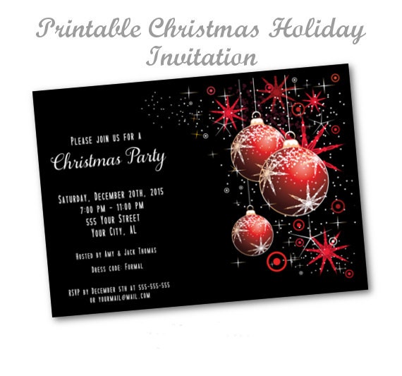 Christmas Party Invitation Holiday Party Invitation Elegant