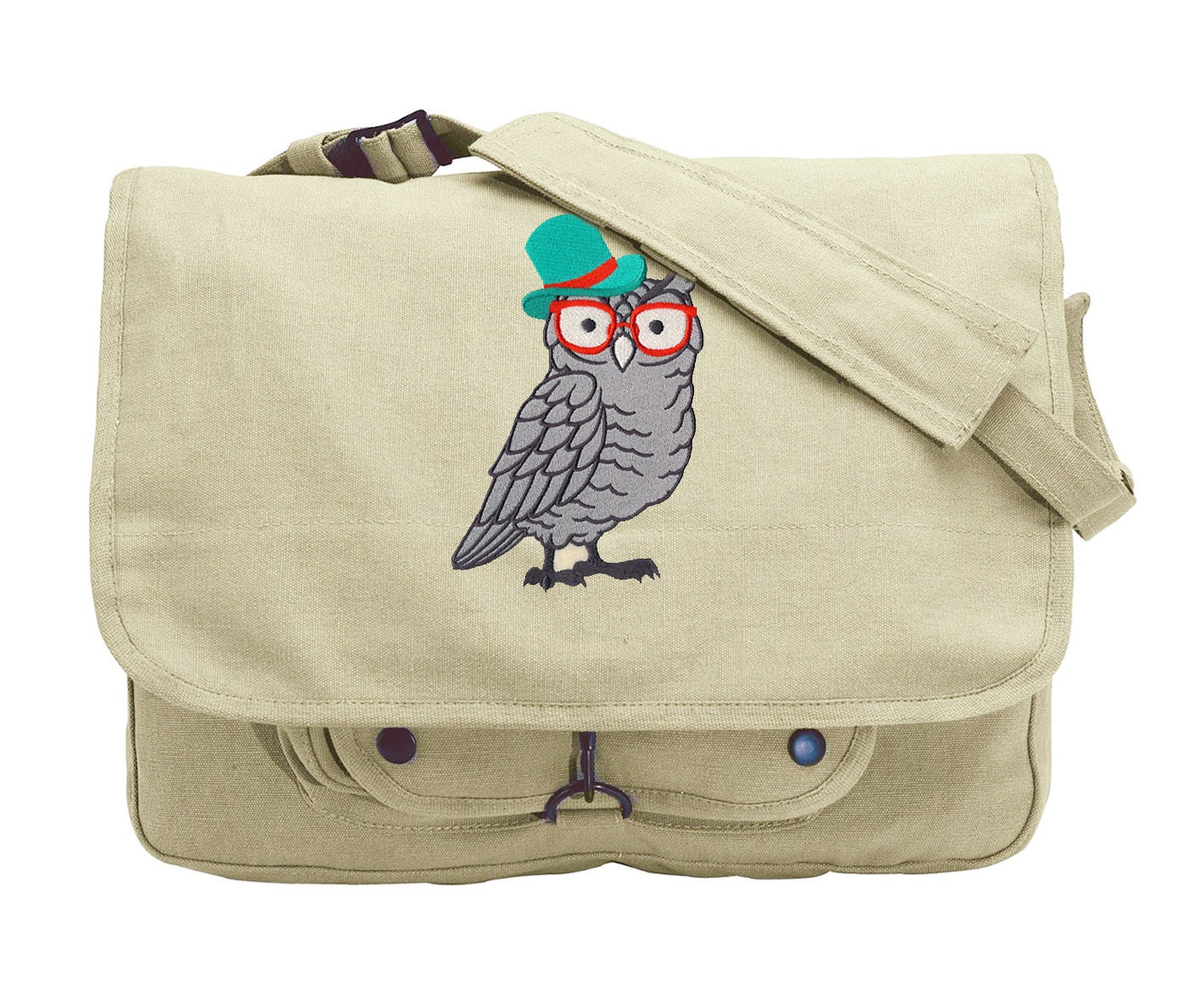 Nerdy Owl Messenger Bag Owl Canvas Bag Nerd Brainy Geek