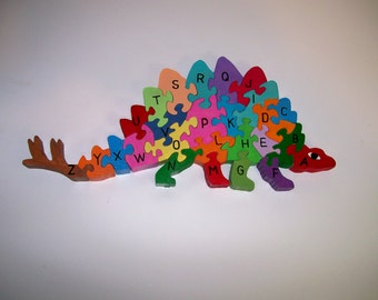 wooden dinosaur alphabet puzzle