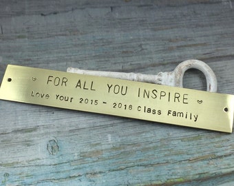 Personalized Long Brass Tag, Custom Message Metal Plate, Hand Stamped Tag, Basket Metal Label, Long Metal Name Tag, Picture Frame Metal Tag