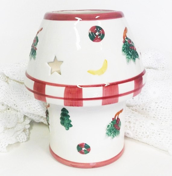 Ceramic Candle Christmas Lamp Vintage Cottage by shoponwebstreet