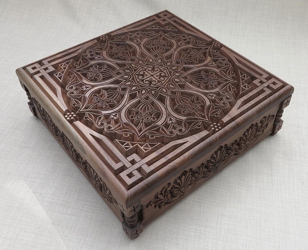 Jewelry Box carved oriental ornaments and motifs