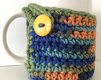 Crochet Mug Cozy, Mug Coaster Cozy, Mug Warmer, Hostess Gift, House Warming Gift, Coffee Lovers Gift, Tea Lovers Gift, Kitchen Decor