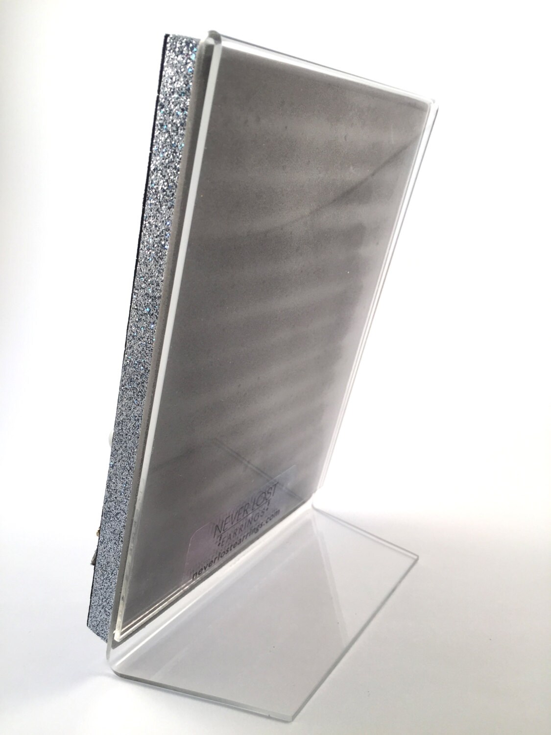 Stud Earring Holder Silver Glitter Ribbon Earring