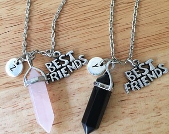 2 Crystal Best Friends Necklaces/ Pair of Best Friends Initial Necklaces/ 2 Gemstone Necklaces/ Crystal Necklaces Pick Crystal
