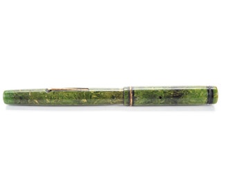 Swan 1930s Vintage Fountain Pen Green Marble Bakelite