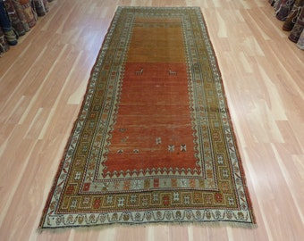 Antique Oriental Rug Runner 4' 1 x 10' 1 Rust Caucasian Rug