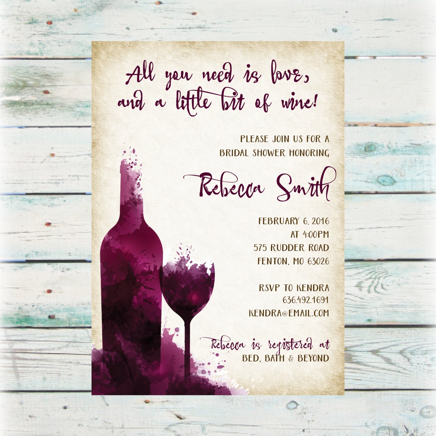 Wine Themed Wedding Shower Invitations 10