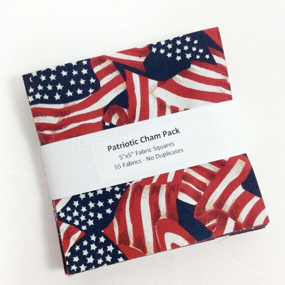 Patriotic Charm Pack 55 Precut Fabric by Material1Treasures