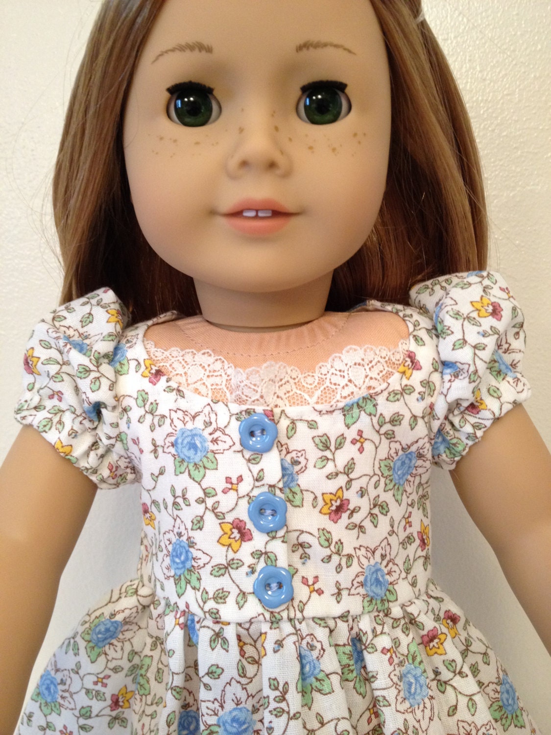 American Made 18 Girl Doll Clothing Blue And Cream By Leslienlaura