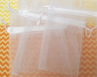 144 White Sheer Organza Bags 3" x 4" - 12 Packs of 12