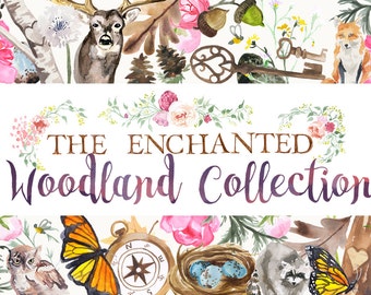 The Enchanted Woodland Collection, Fantasy Clip Art, Woodland Clipart, Autumn Clip Art, Wildlife Clipart, Woods Clip Art, Romantic Artwork