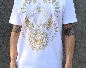 LOTUS WORLD - Gold Screen Print - Flower of life Influence