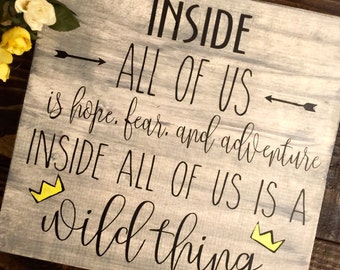 Sale Wood Quote Sign: Where the Wild Things Are