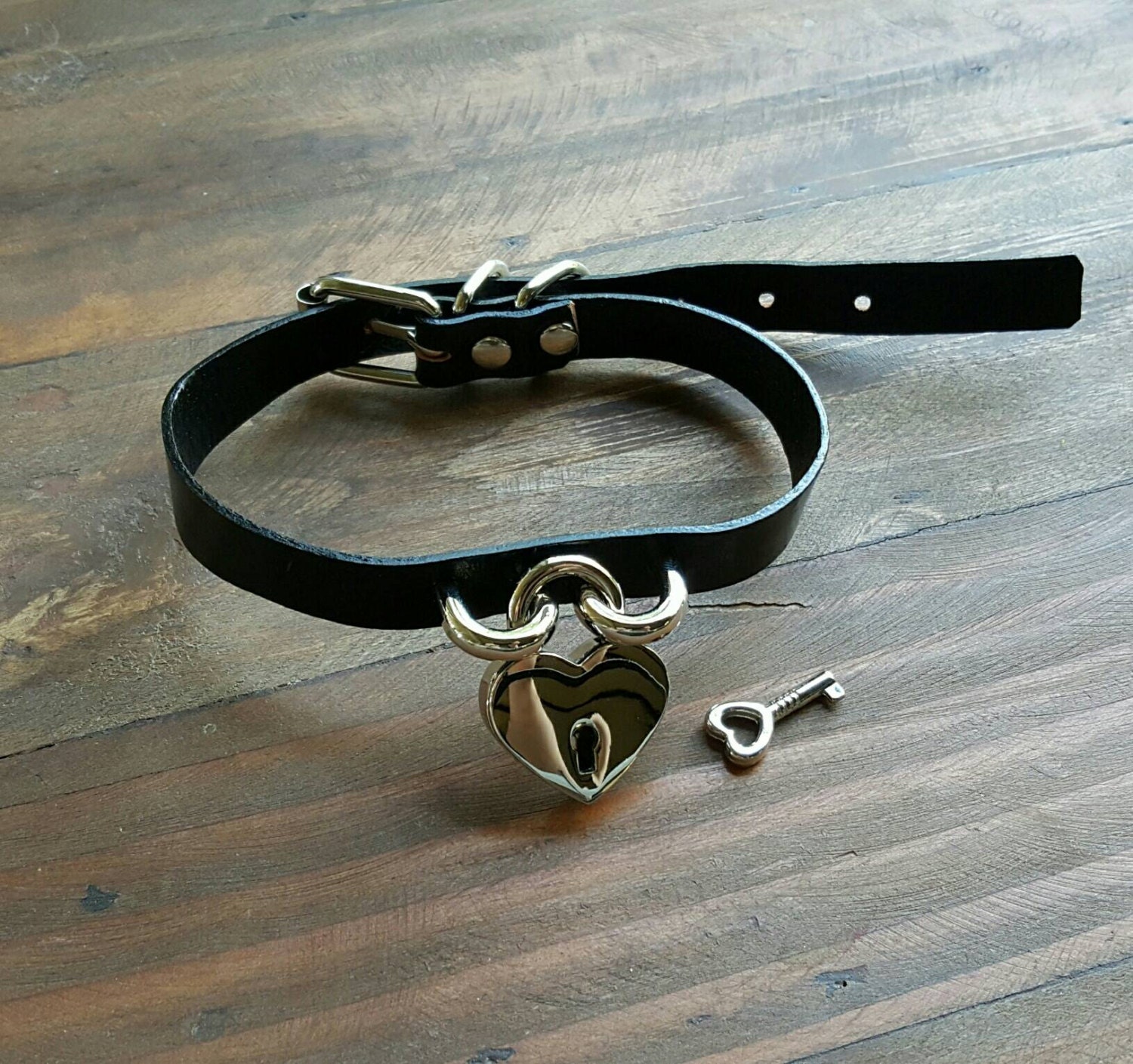 Ready to Ship Heart Lock Choker with Key by HealthyHomemade