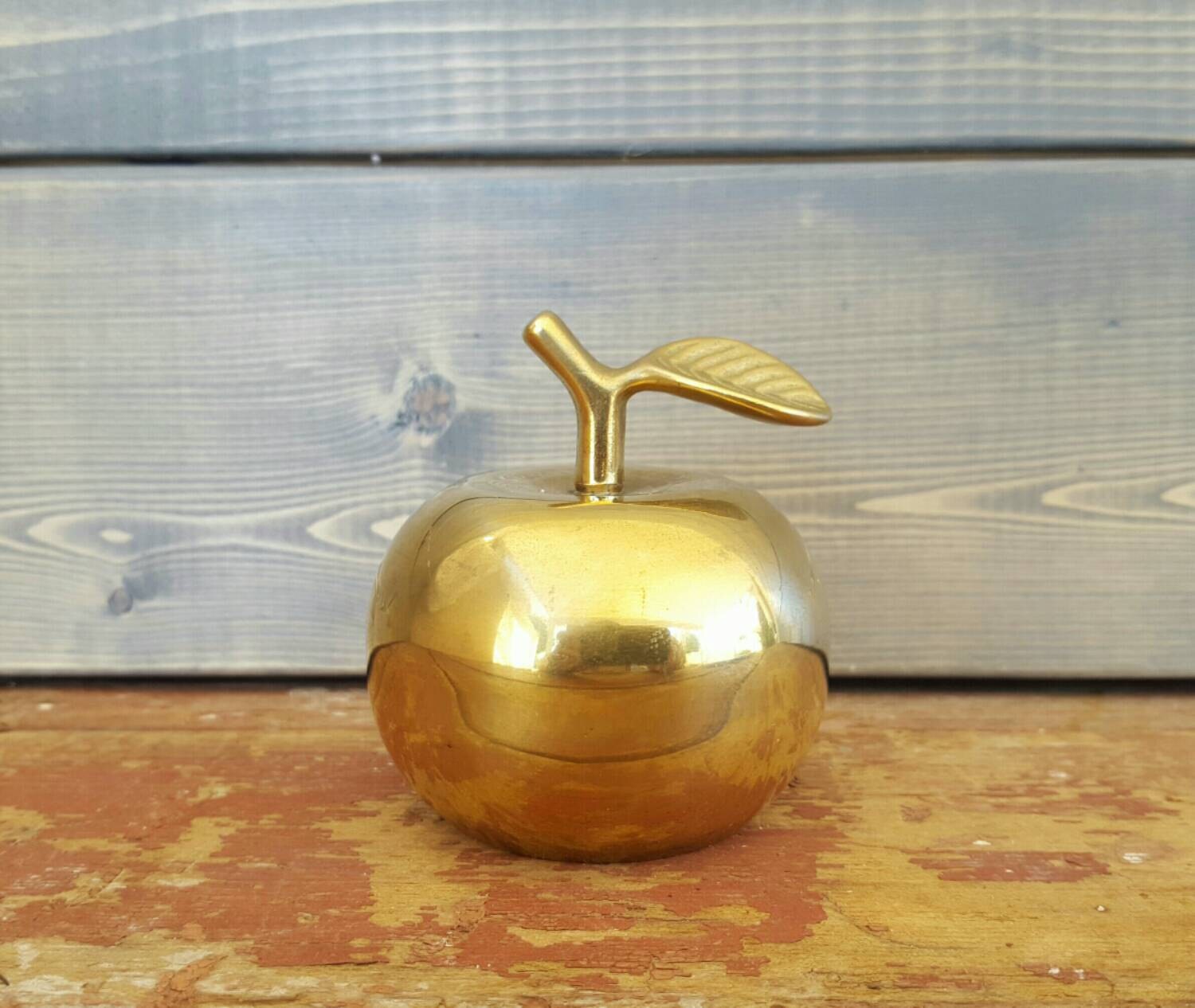 Small Brass Apple Bell Vintage Apple Decor Brass Bell Fall