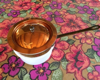 Vintage Porcelain Top Boiler With Copper Lid 2 Quarts Made In Korea