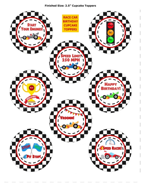 Race Car Cupcake Topper Race Car Cupcake Wrapper Printable