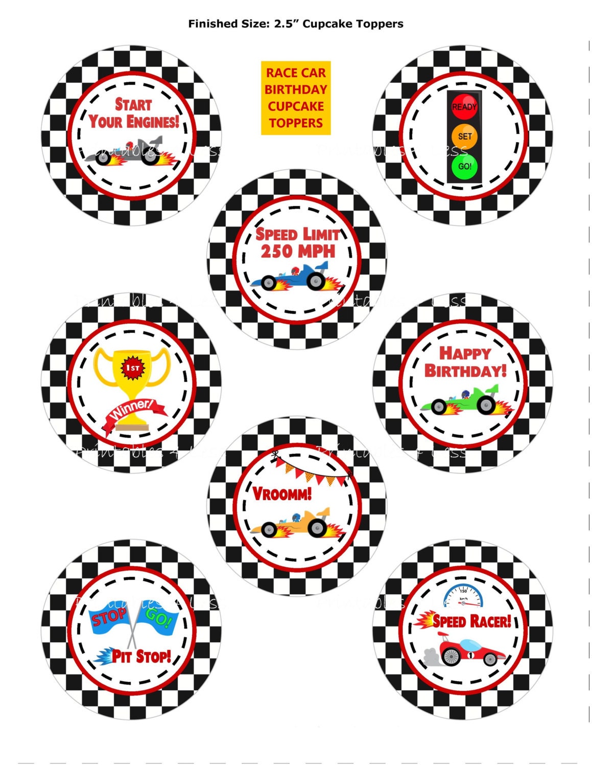 Printable Race Car Cake Topper Party Favor Boys Birth vrogue.co