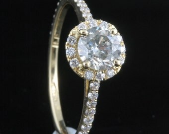 Diamond Engagement Ring 1 ct - Yellow Gold Engagement Ring - Engagement Ring Side Stones - Bridal Jewellery - Anniversary -wedding band