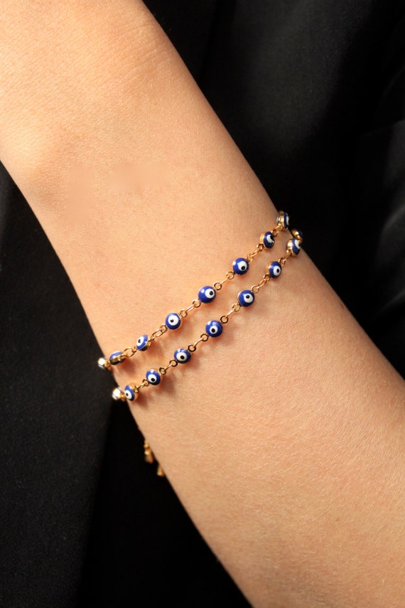 SALESALE18k Gold Plated Evil Eye bracelet/ Gold by SusVintage