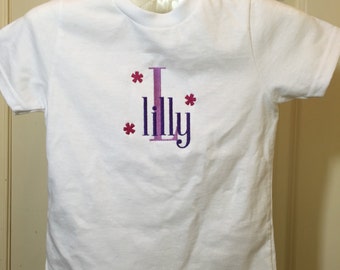 Girls Embroidered Personalized Custom Name T shirt