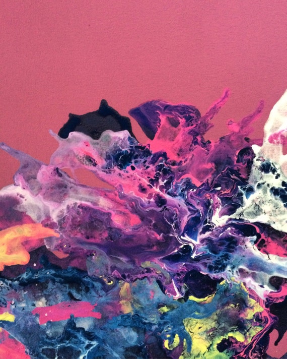 SALE Abstract Pink Art Fluid Painting Pink Purple Art Splatter