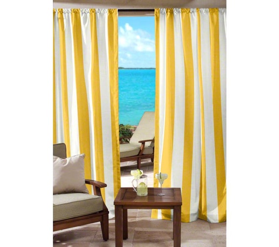 Yellow and White Striped Curtains Custom made