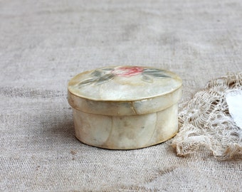 Vintage Jewelry Box, Antique Nacre box, Vintage Caddy, Mother of Pearl Jewelry Box, Vintage Oval Shell nacre ivory box, Trinket Box