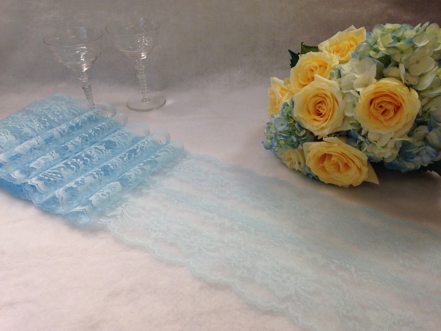 LIGHT BLUE Lace Table Runner 7.5 Width Blue Wedding/